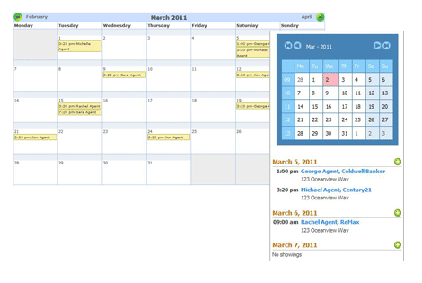 showing feedback calendar