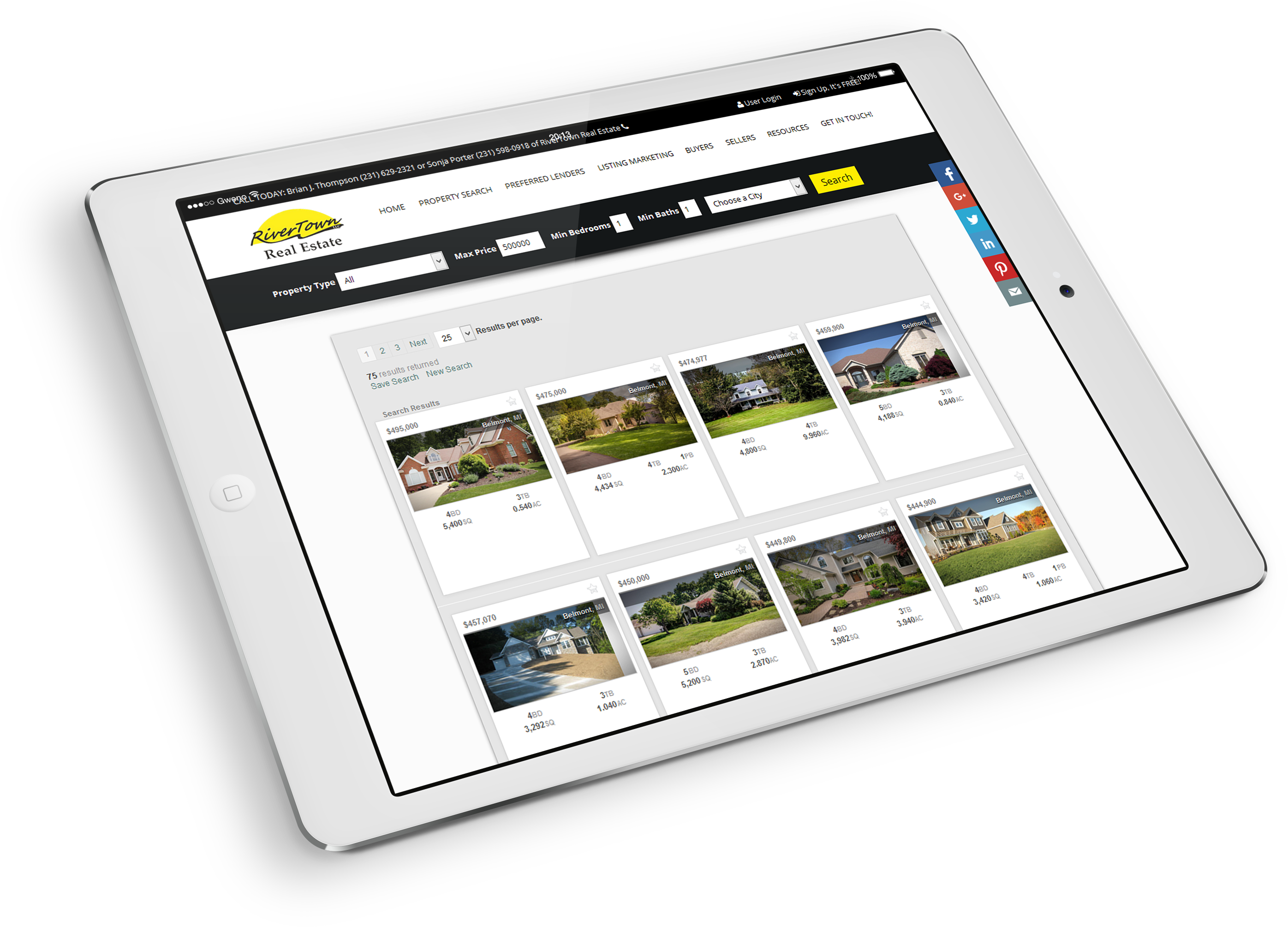 real estate semi custom website mobile