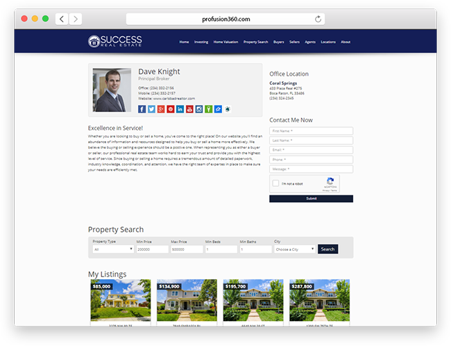 broker website agent profile page